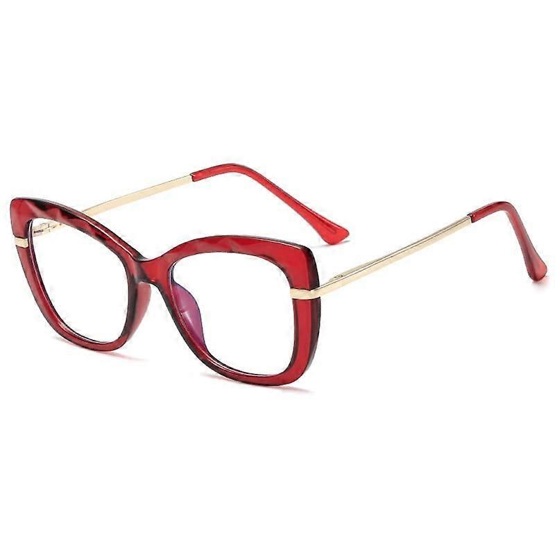 Anti Eye Strain CatEye Large Reading Glasses Retro Computer Readers Eyewear Flat Light Mirror for Women (Color : Lightred, Size : 250)
