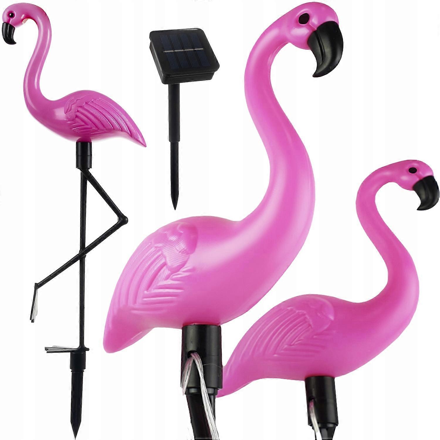 3 x solcellelampe dekorativt flamingosett flamingoer hagedekorasjon