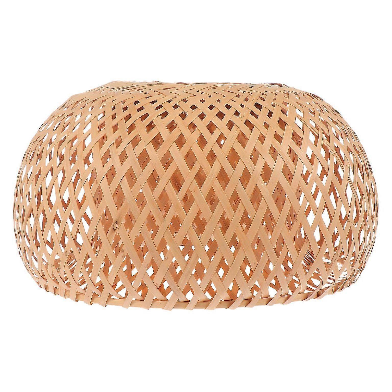 Rustic Bamboo Lampshade - Elegant Wicker Hanging Light for Home Decor, 30cm, Khaki, Ideal Housewarming Gift