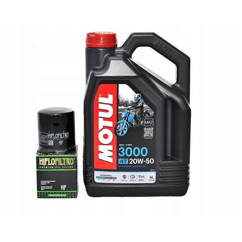 Motul 3000 20w50 oil 4l + oil filter hiflo hf303 4t yamaha honda kawasaki OM300020W504LHF303