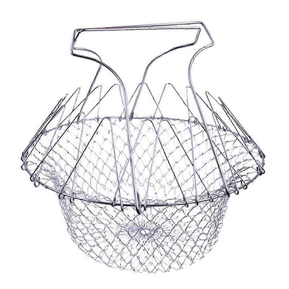 Kitchen Multi-Function Poaching Boiling Deep Frying Basket, Household Folding Draining Basket