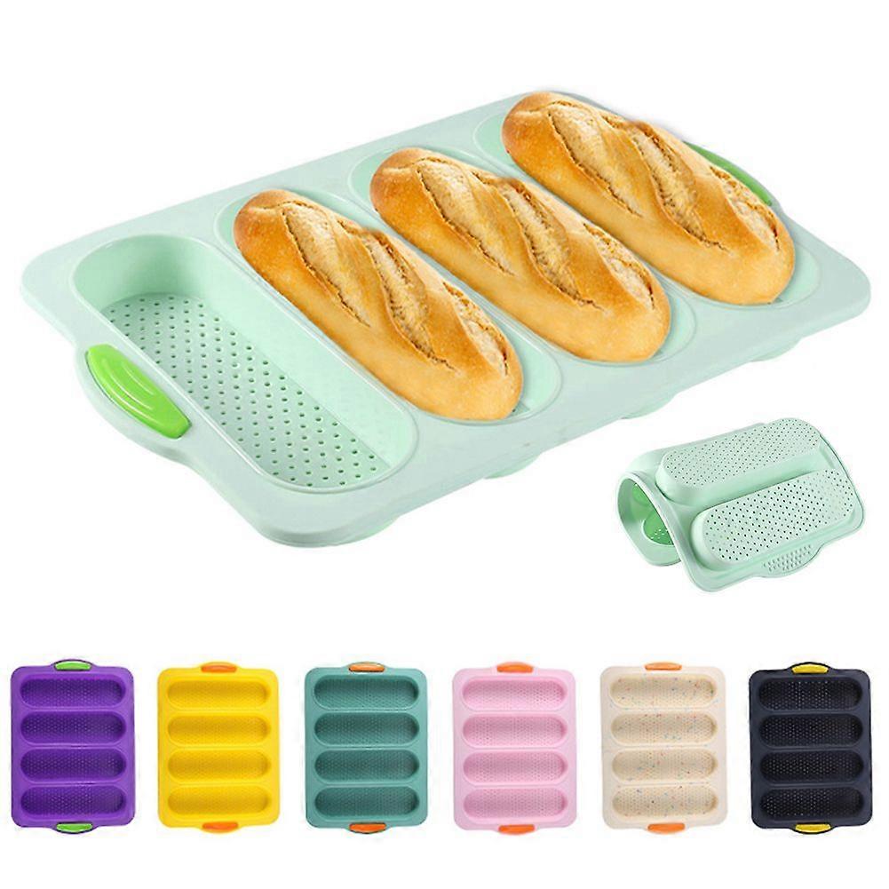 4-Cavity Silicone Baguette Mold, Non-Stick French Bread Baking Pan for Oven Kitchen