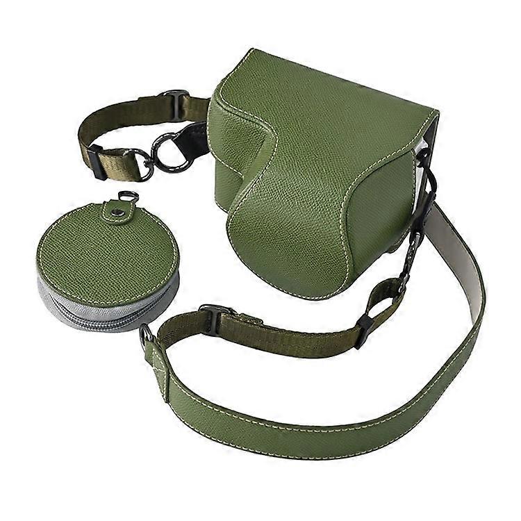 Compatible For Sony Alpha ZV-E10 II Textured PU Leather Camera Case with Battery Hole + Strap + Lens Storage Bag