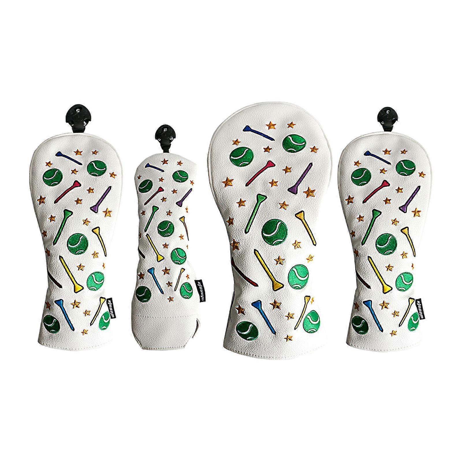 Set of 4Pcs 1 3 5 UT PU Golf Putter Head Covers Interchangeable Number Tag