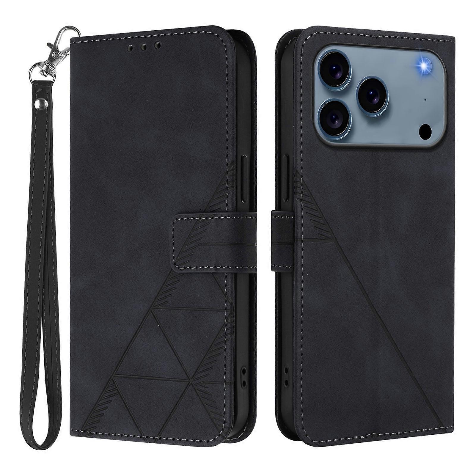 Compatible For iPhone 17 Pro Max Leather Case with Hand Strap Wallet Stand Phone Cover