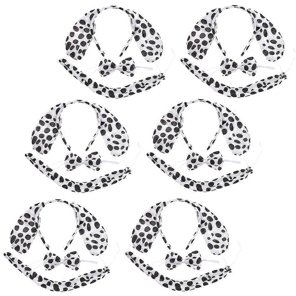 Cute Animal Costume Dalmatian Dog Ear Headbands with Bow Tie and Tail Props for Party, Cosplay & Stage Performance Decorations