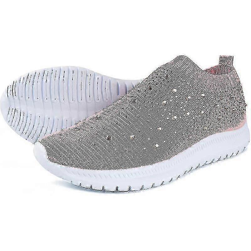 Damen Mesh Wanderschuhe, Strass Mesh Slip On Wanderschuhe
