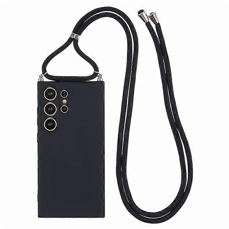 Compatible For Samsung Galaxy S24 Ultra Crossbody Case Flexible TPU Fiber Lining Anti-Shock Phone Cover