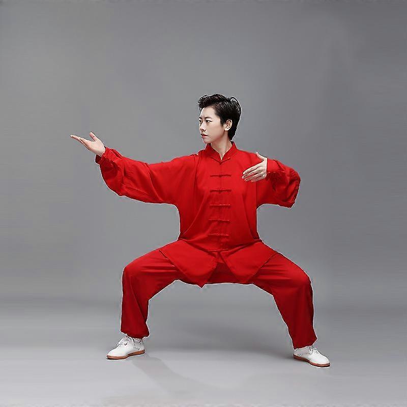 Chinese Traditional Men Tai Chi Kung Fu Uniforms Martial Arts Clothes Wushu Top Pants Training Performance Plus Size 2XL Tang Suit