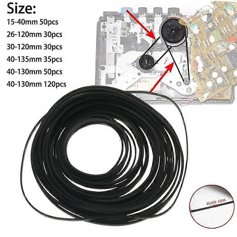 30-120pack Universal 26-135mm Mix Cassette Tape Machine Belt New Assorted Common Belt for Recorders Walkman DVD Drive