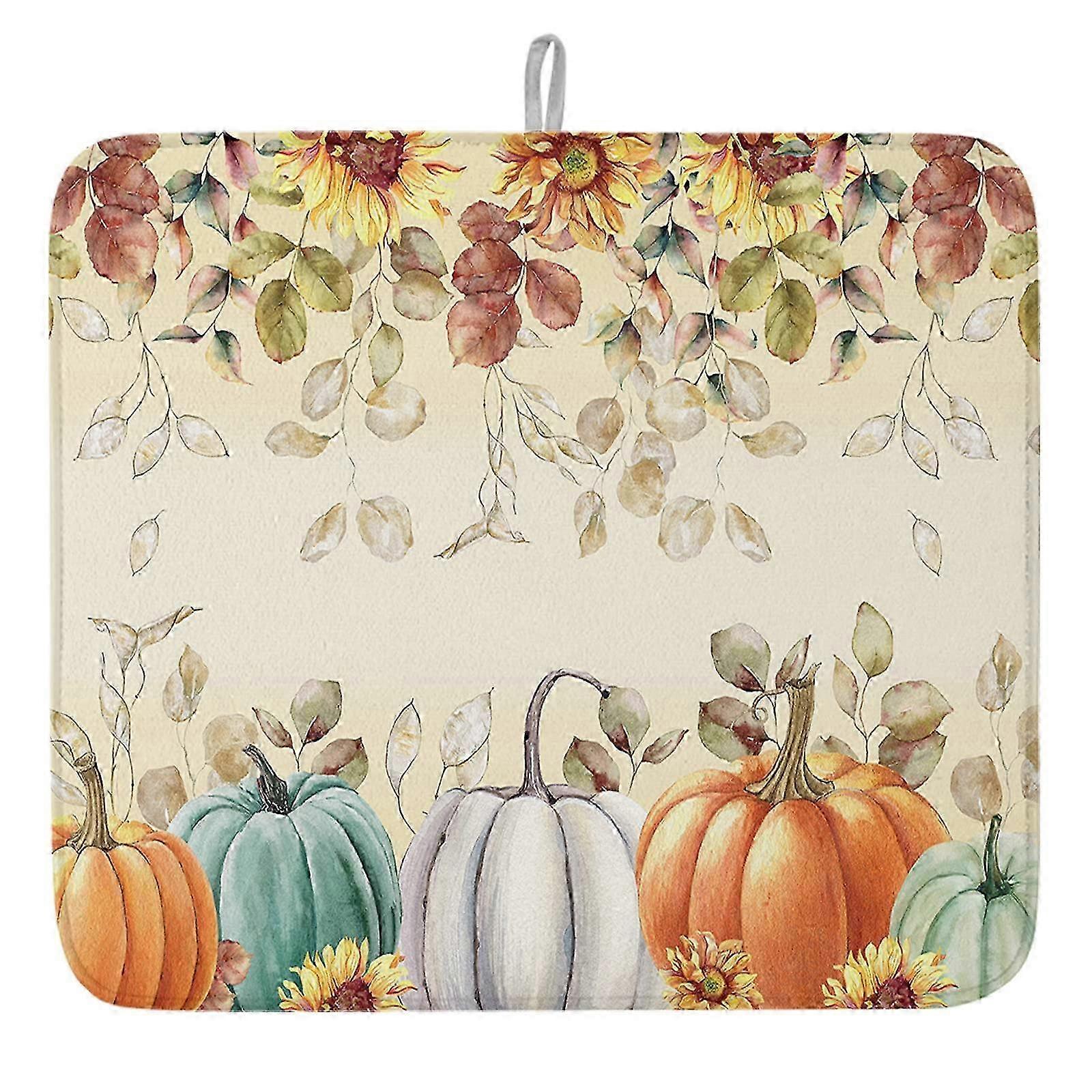 Thanksgiving Maple Leaf Shaped Drying Mat Suitable for Kitchen or Dining with Dimensions 16x18