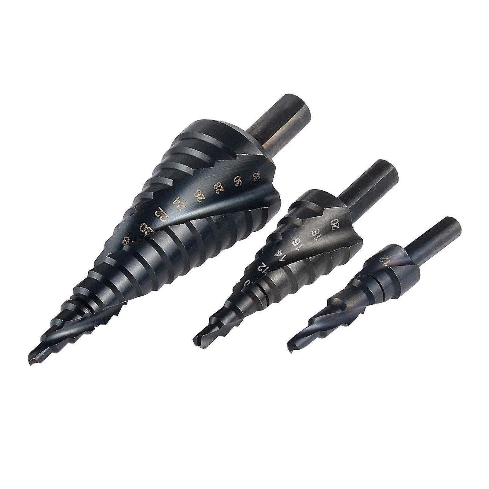 HOEN Spiral Step Drill Bit Set 432mm, 32 Sizes, 1/4 Hex Shank, 3Piece Set