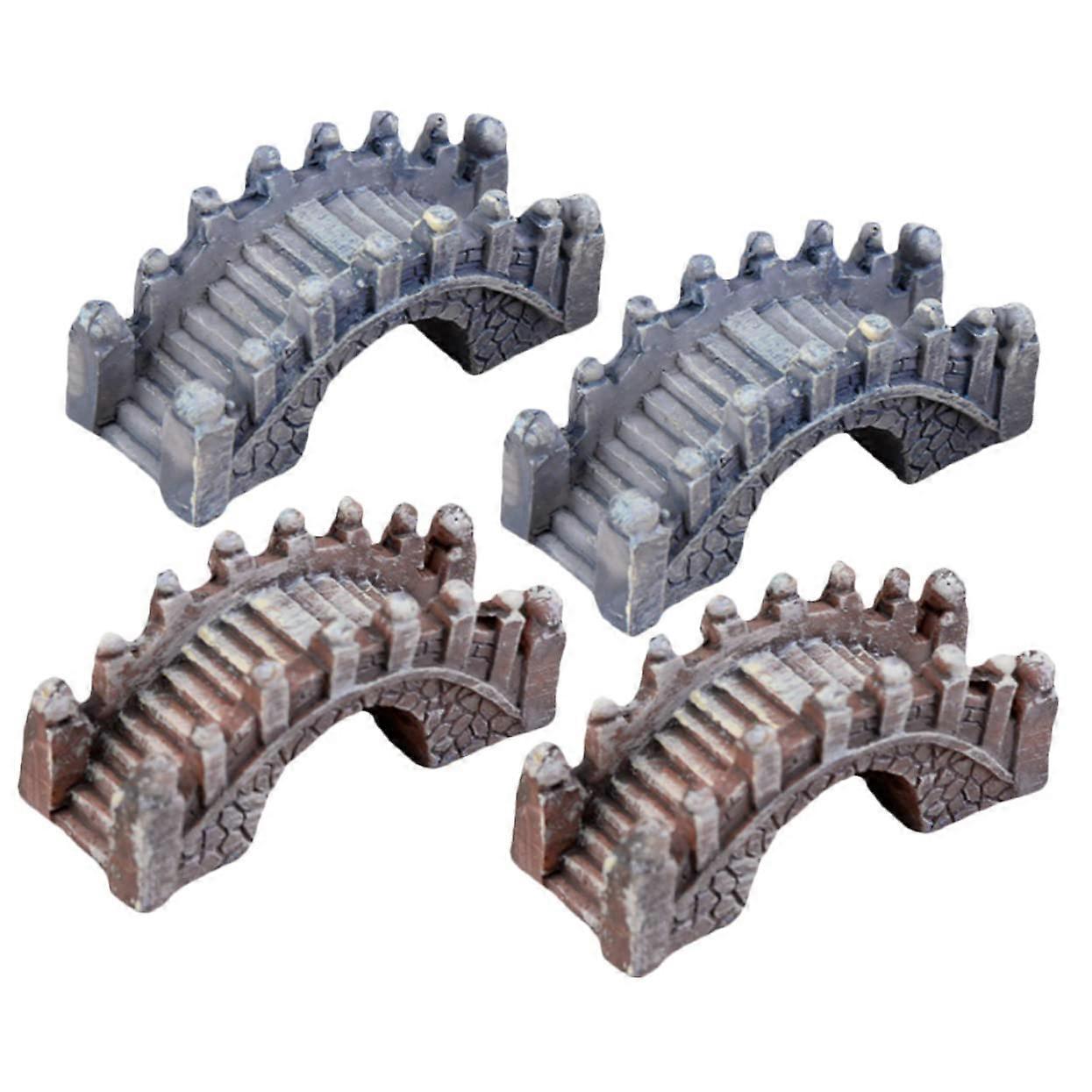 4 Piece Resin Bridge Mini Garden Bridge Decoration Miniature Model Bridge