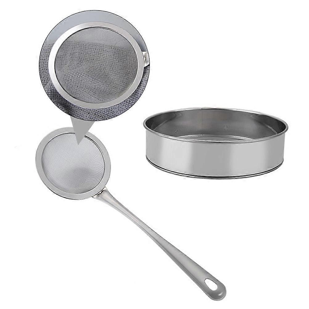 Handheld Flour Sifter Uniform Steel Flour Sieve Sifting Bakers 2Pcs