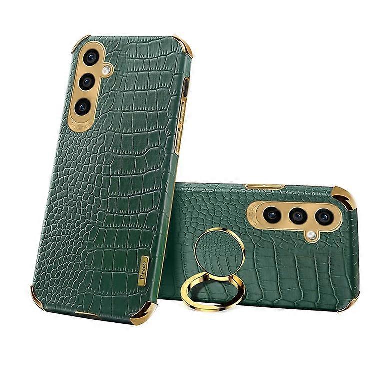 Compatible For Samsung Galaxy S24 Case Crocodile Texture Electroplated Leather+TPU Phone Cover with Kickstand