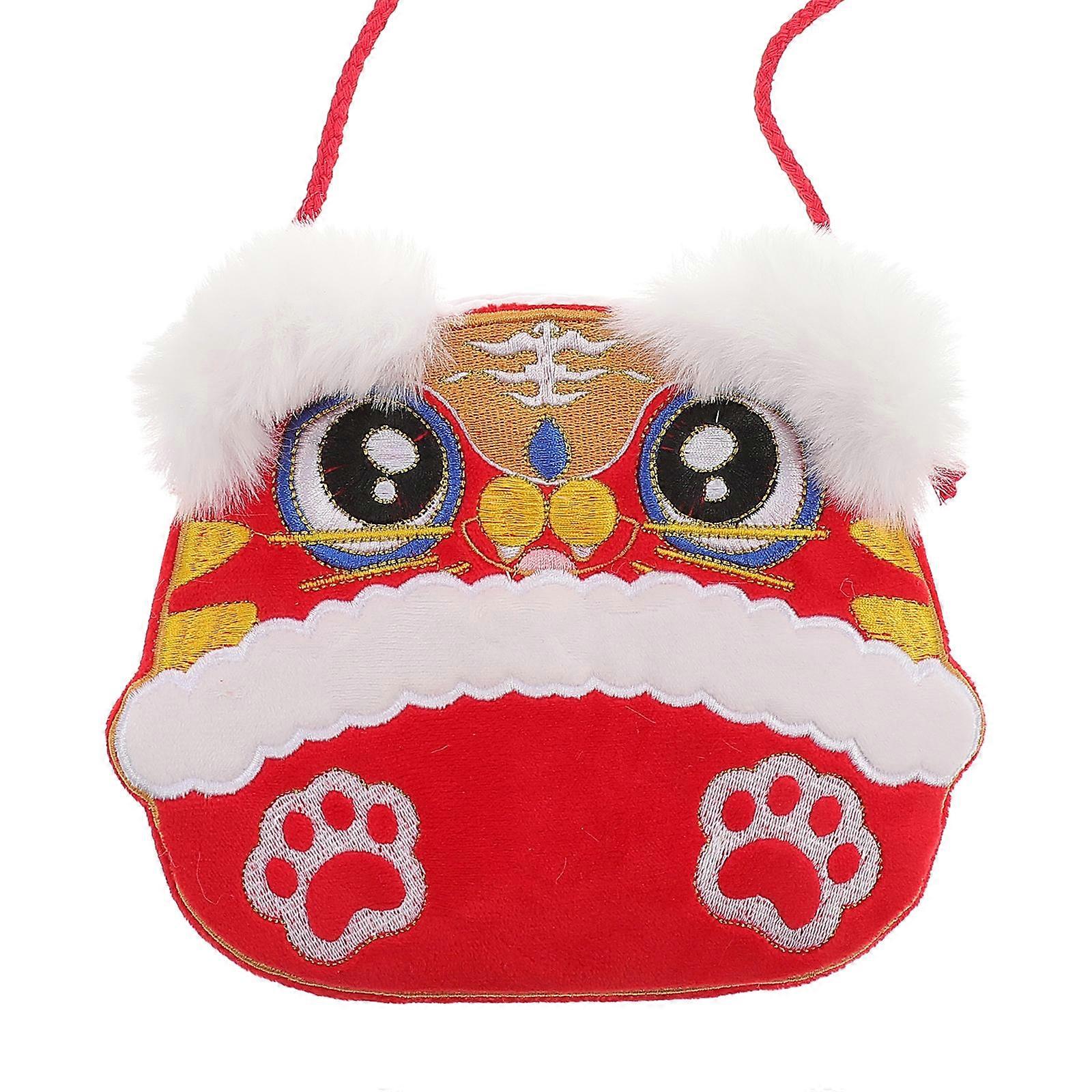 Red Cotton Rope Shoulder Bag Embroidery Hanfu Bag Ancient Style 18.00X16.00X0.50CM Kids Bag 1Set