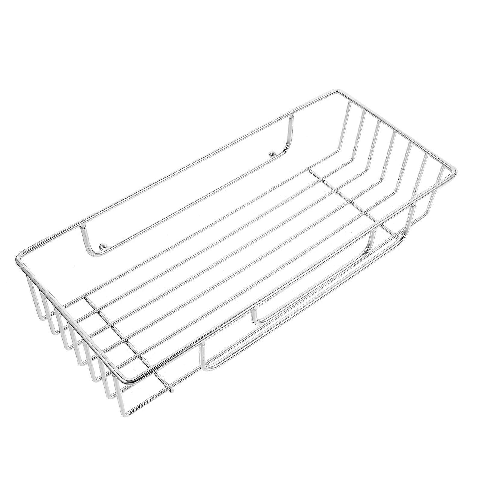 Wall Mounted Storage Rack Kitchen Use Rectangular Simple Design Stainless Steel Drainage 1Set