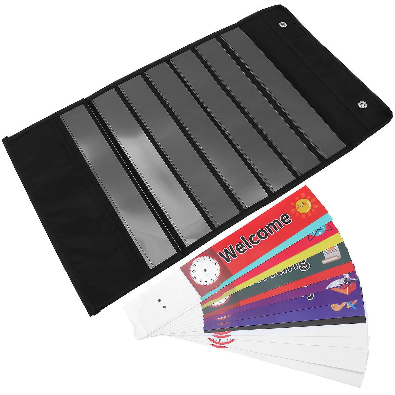 Daily Schedule Pocket Chart Class Organizer Wall Calendar Bag Black 90.00X33.00X1.00CM Schedule Planner 1 Set