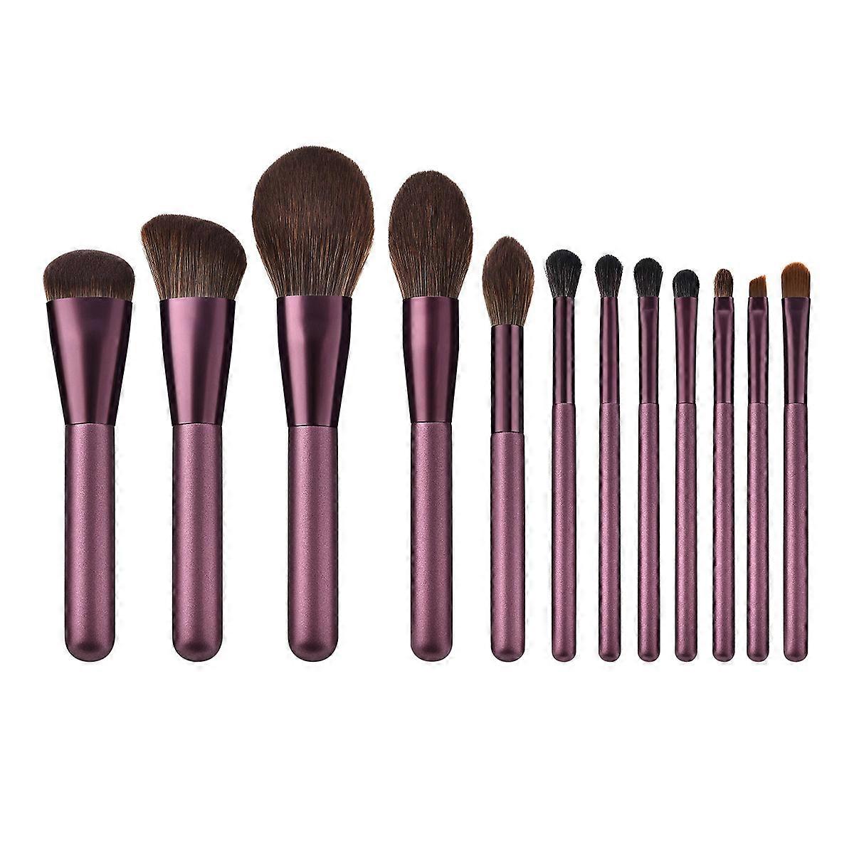 Makeup Tools Set Powder Foundation Brush Everyday Use Ladies Wood Material Nylon Bristles 12Pcs