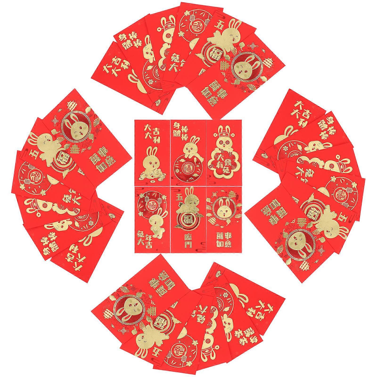 Festival Red Envelopes Chinese New Year Red Envelopes Rectangular Shape Red Color 17x9cm 30Pcs