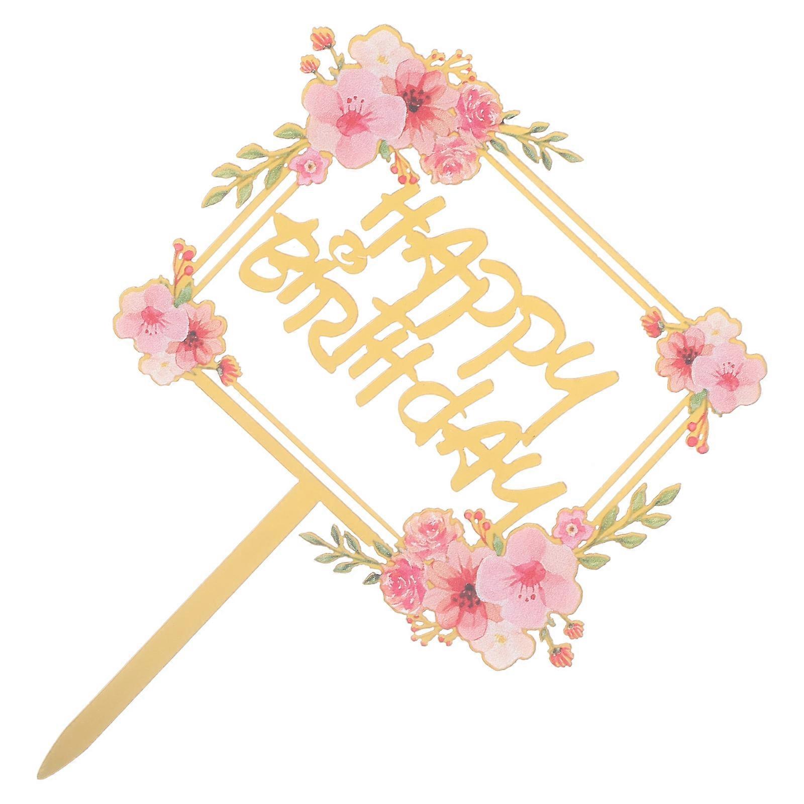 Acrylic Birthday Cake Topper Happy Birthday For Cakes And Dessert Elegant Design 14.3X10X0.2CM 1Pack