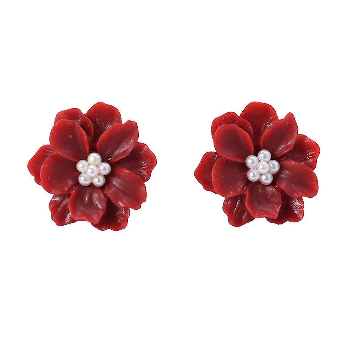 Small Dangle Earrings For Women Red Shape Hypoallergenic 1Pair