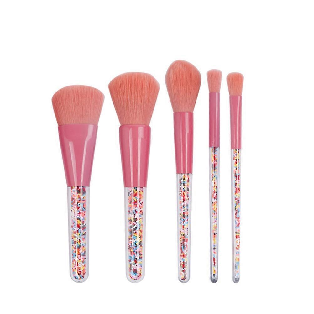 Cute Makeup Brushes Set Assorted Color for Teens Daily Use Plastic Material 5Pcs