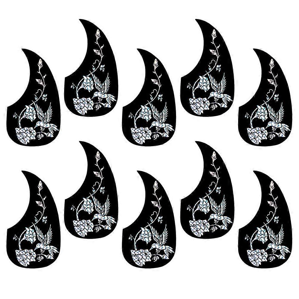 Replacement Guitar Pickguards Scratch Protection Minimalist Style Drop Shape Black For Folk Guitar 10Set