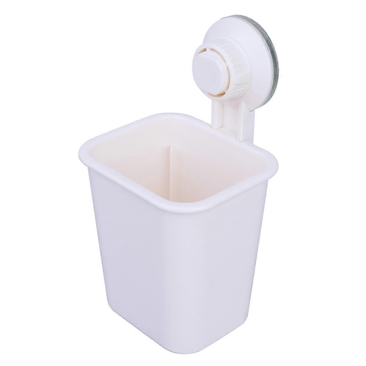 Toothbrush Holder Toothpaste Dispenser Suction Cup Wall Mounted Bathroom Accessories White 17x11cm Multi Functional 1Pcs