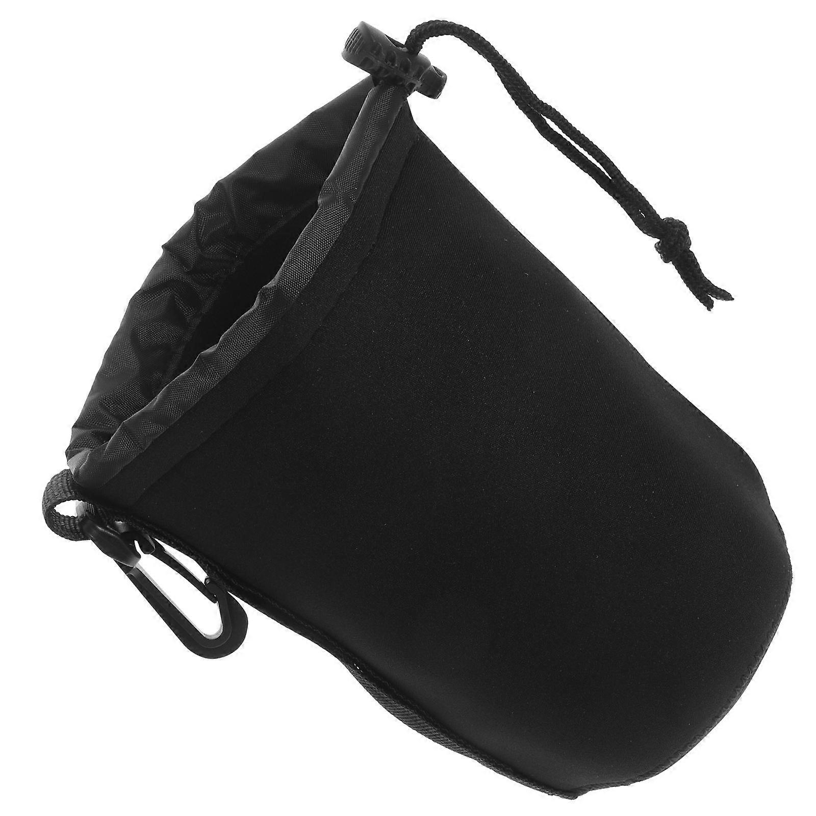 Dustproof Camera Lens Bag Shockproof Pouch for Daily Use Dive Cloth 17X10cm Black 1Set