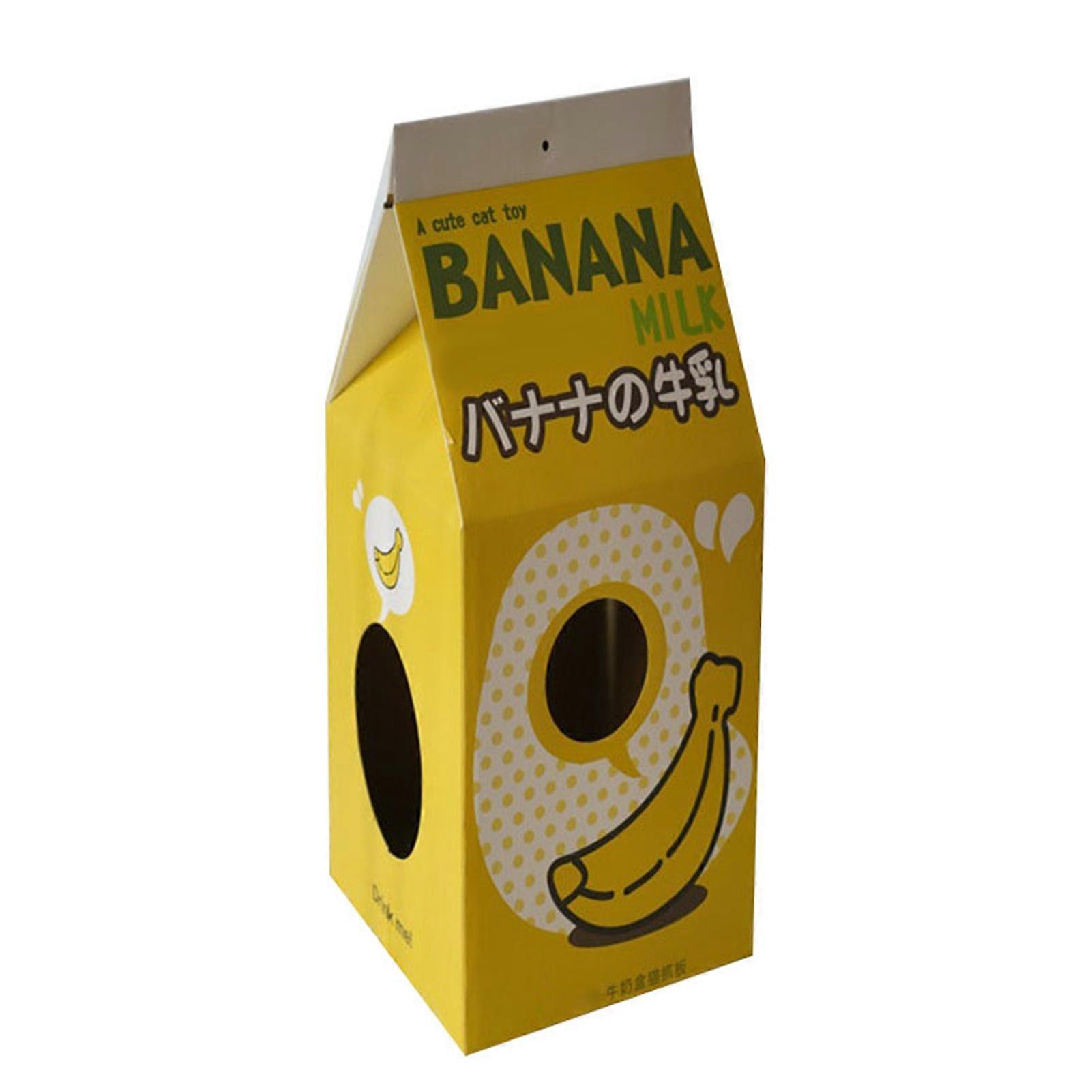 Cardboard Cat House Corrugated Paper Milk Box Shape Cat Scratching House Bed for Cats Kittens Banana Milk