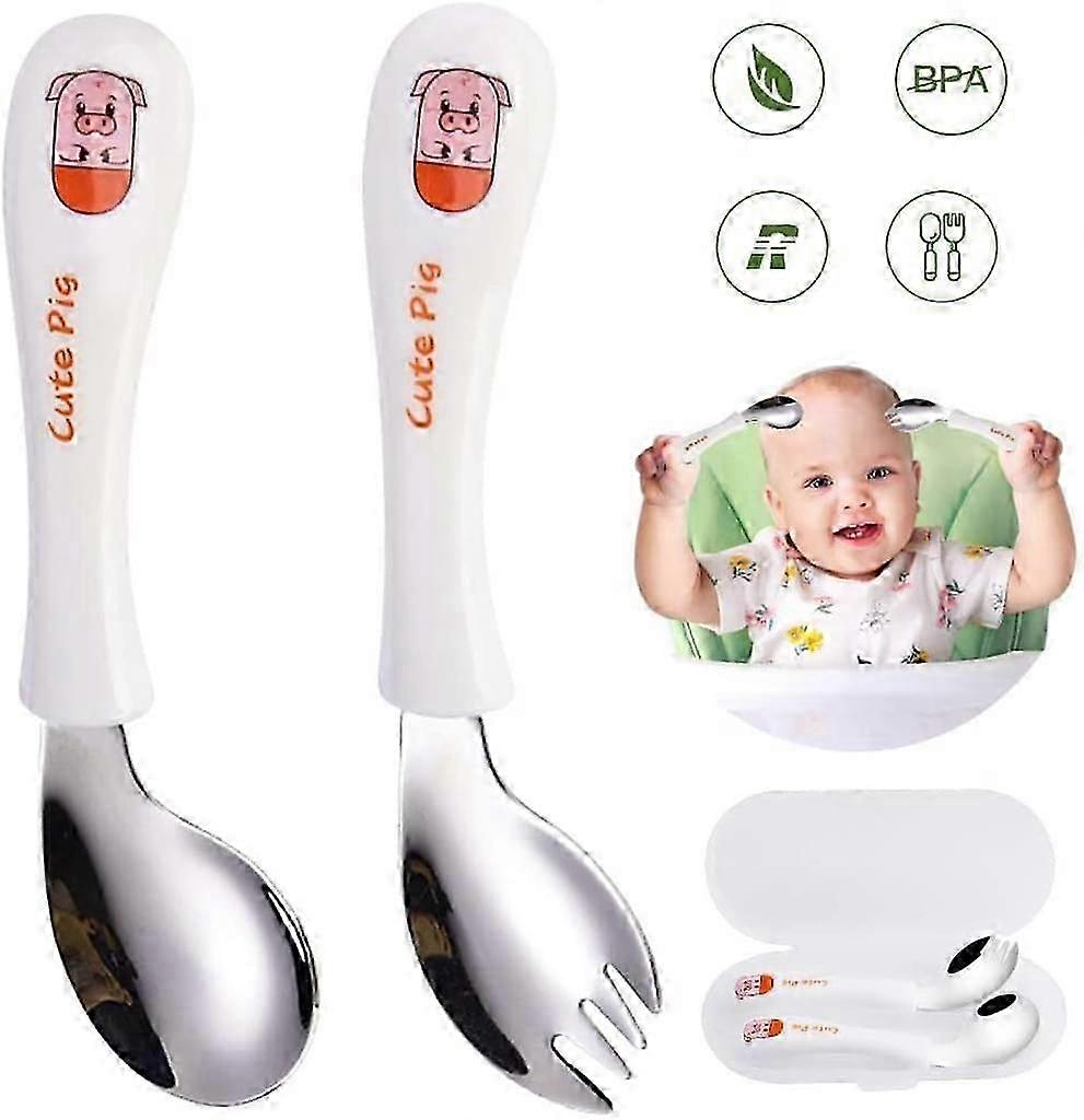 2-Piece Child Cutlery Set Stainless Steel with Plastic Handle