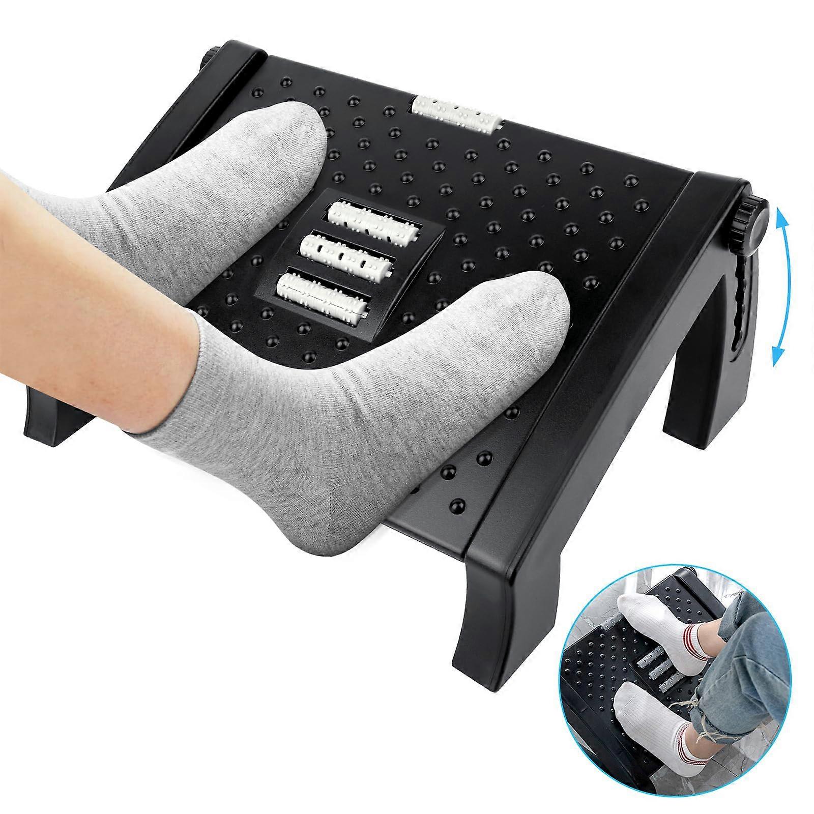 Foot Rest Desk With Massage Function, 6 Adjustable Heights, Ergonomic Non-Slip Footstool For Office And Home Use