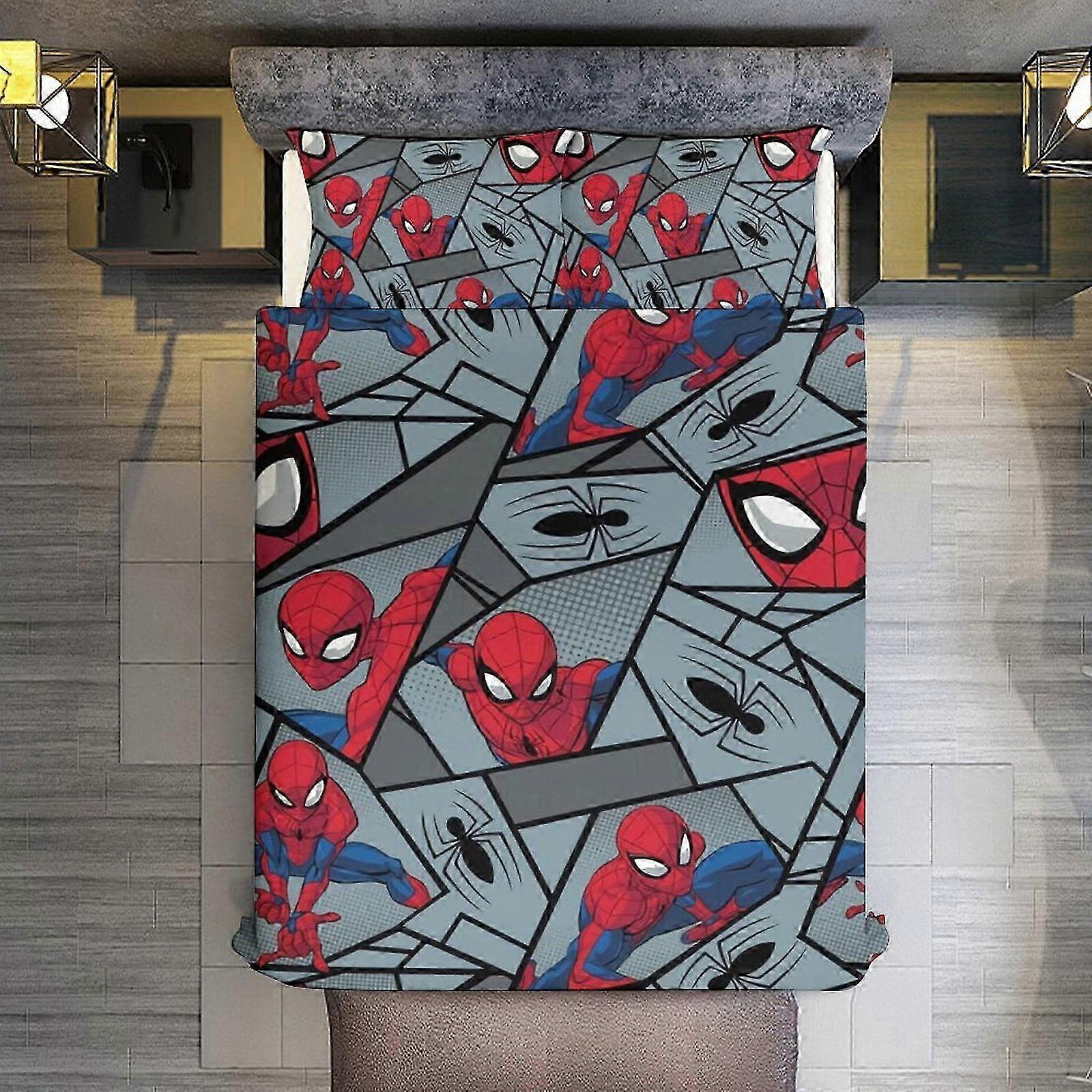 Bedding Set JP589 Suitable for Spiderman Seamless Pattern 3 Pieces Duvet Cover Set Full Size Super Soft Fade Resistant Microfiber 1 Cover wi