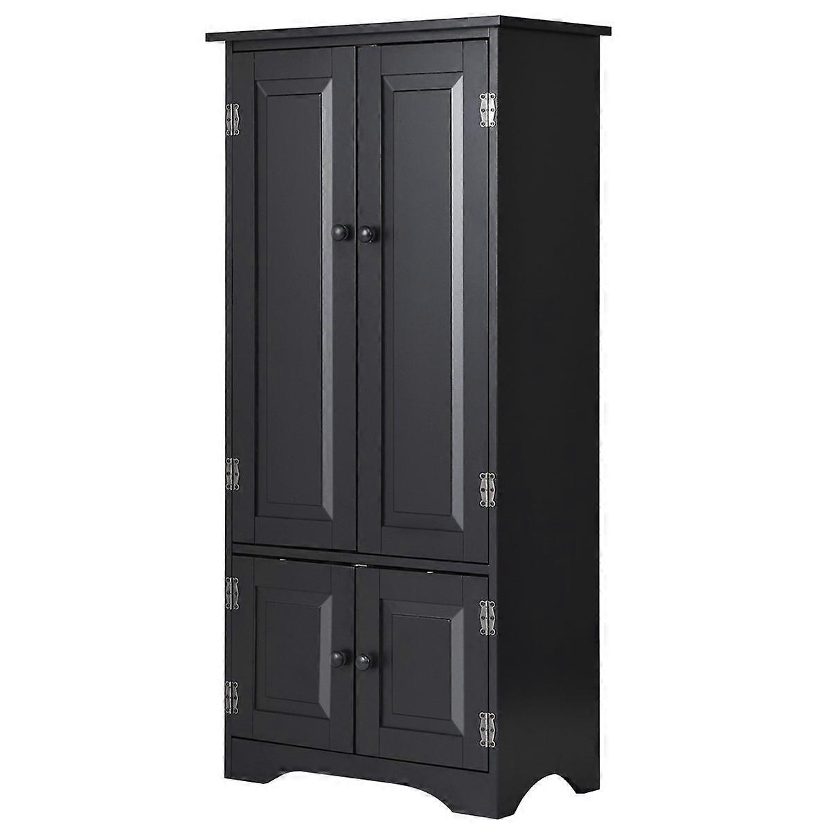Midi cabinet, side cabinet, highboard, high cabinet, wood, black, 59 x 32 x 123 cm