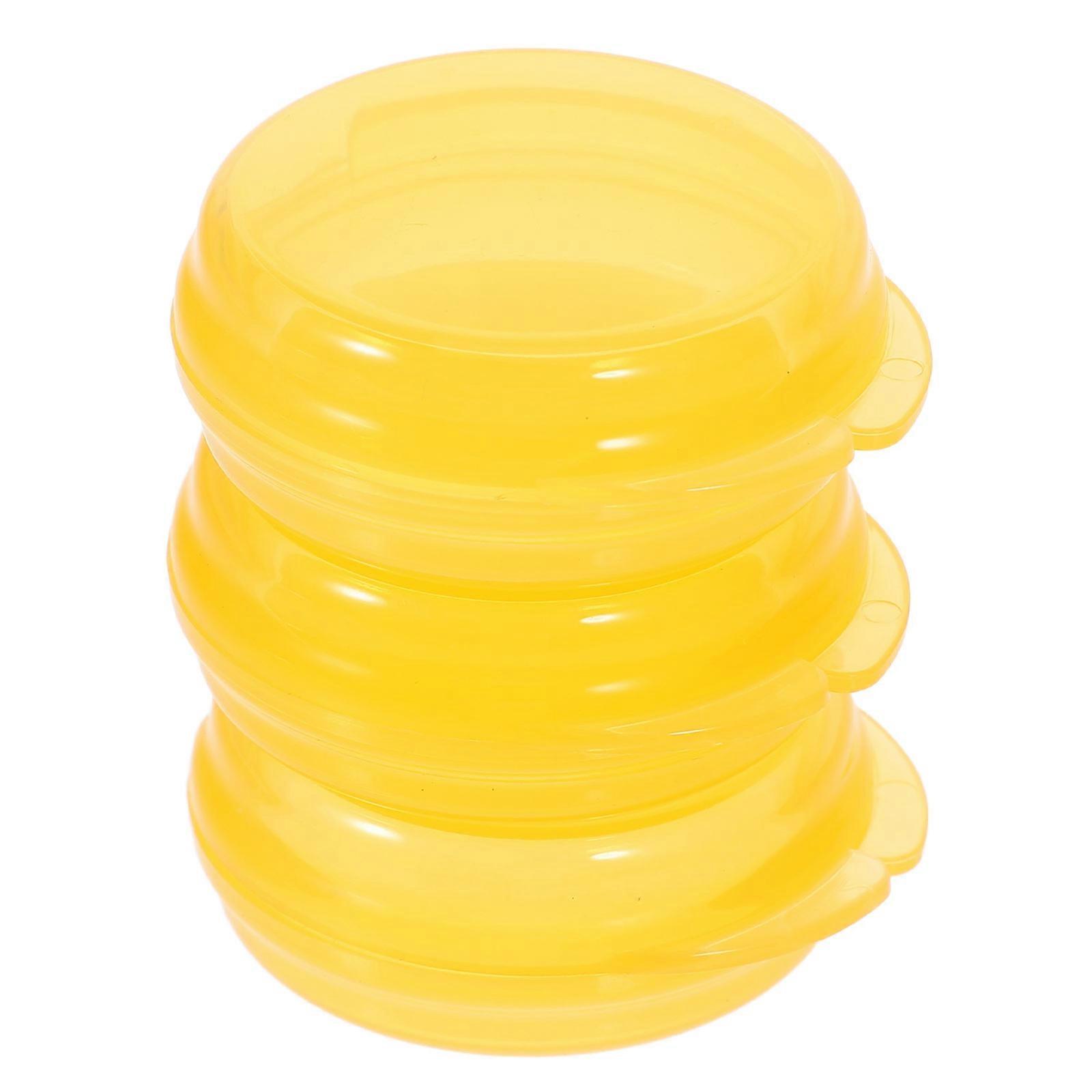 Small Pill Case Medicine Storage Travel Use Round Shape 3Pcs Yellow 4.50X4.00X1.50CM