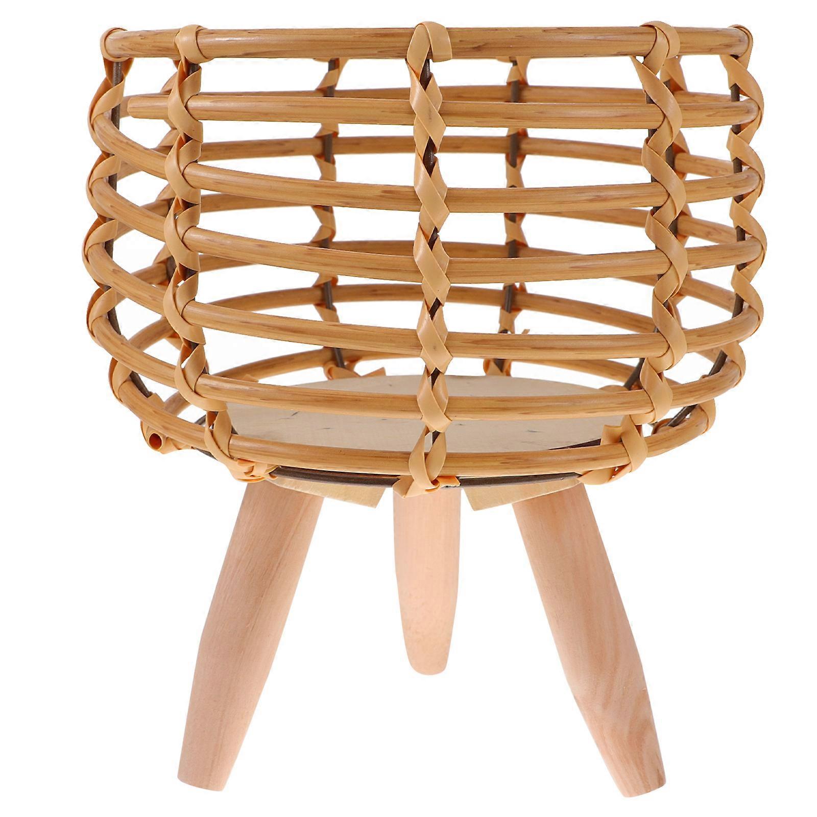 Woven Rattan Plant Stand for Home Decor Sturdy Rustic Floor Flowerpot Holder, Versatile and Unique Design for Housewarming
