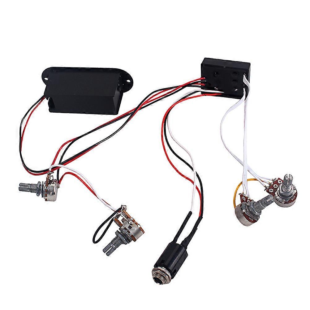 2 Band Equalizer EQ Preamp Circuit for Bass Guitar with Tone Control Wiring Harness and Pickup Set GU50 Black