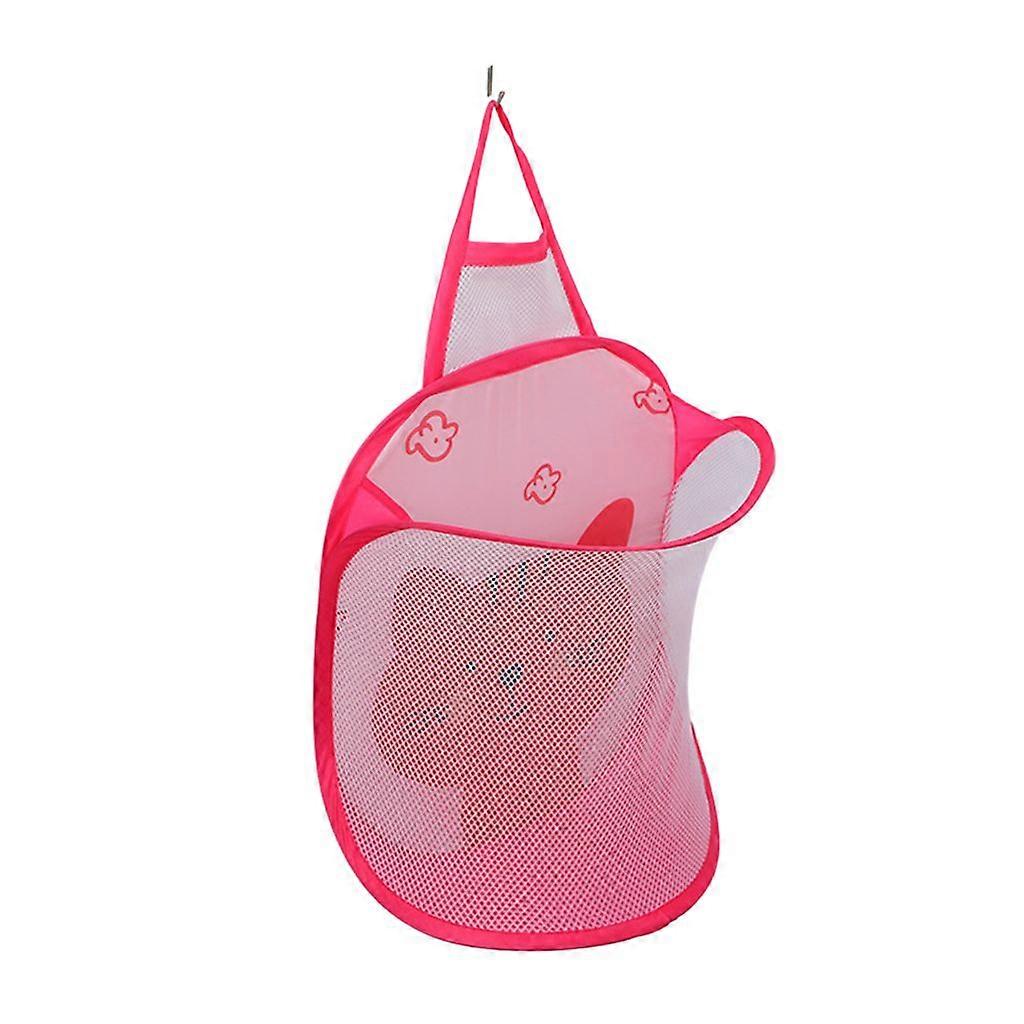 Wall-mounted large capacity transparent visible laundry basket dirty clothes storage bag bathroom supplies - pink