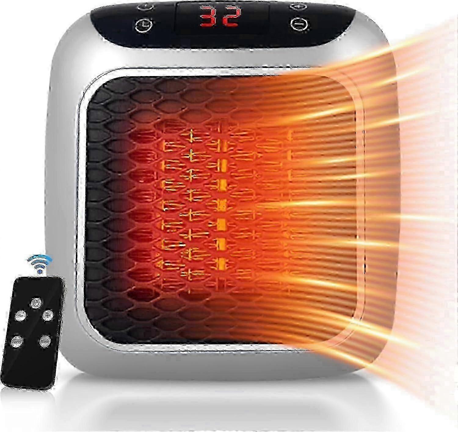 Portable Heater, 800w Ceramic Plug In Heater, Space Electric Fan Heater With Remote Control, 12h Timer, Led Display, 2 Heat Setting-sa