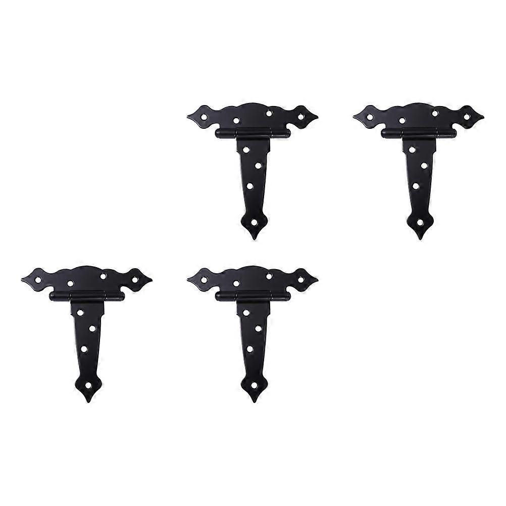 Black Iron TShape Hinges for Door Replacement Rugged and Corrosion Resistant with 8 Screw Holes 4pcs
