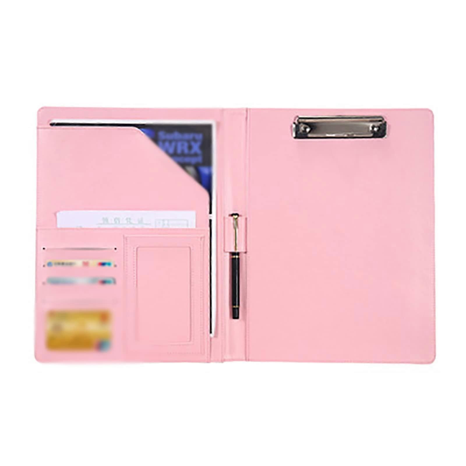 Business Portfolio A4 Leather Multifunction File Folder Unisex Pink 24x35x3 Cm