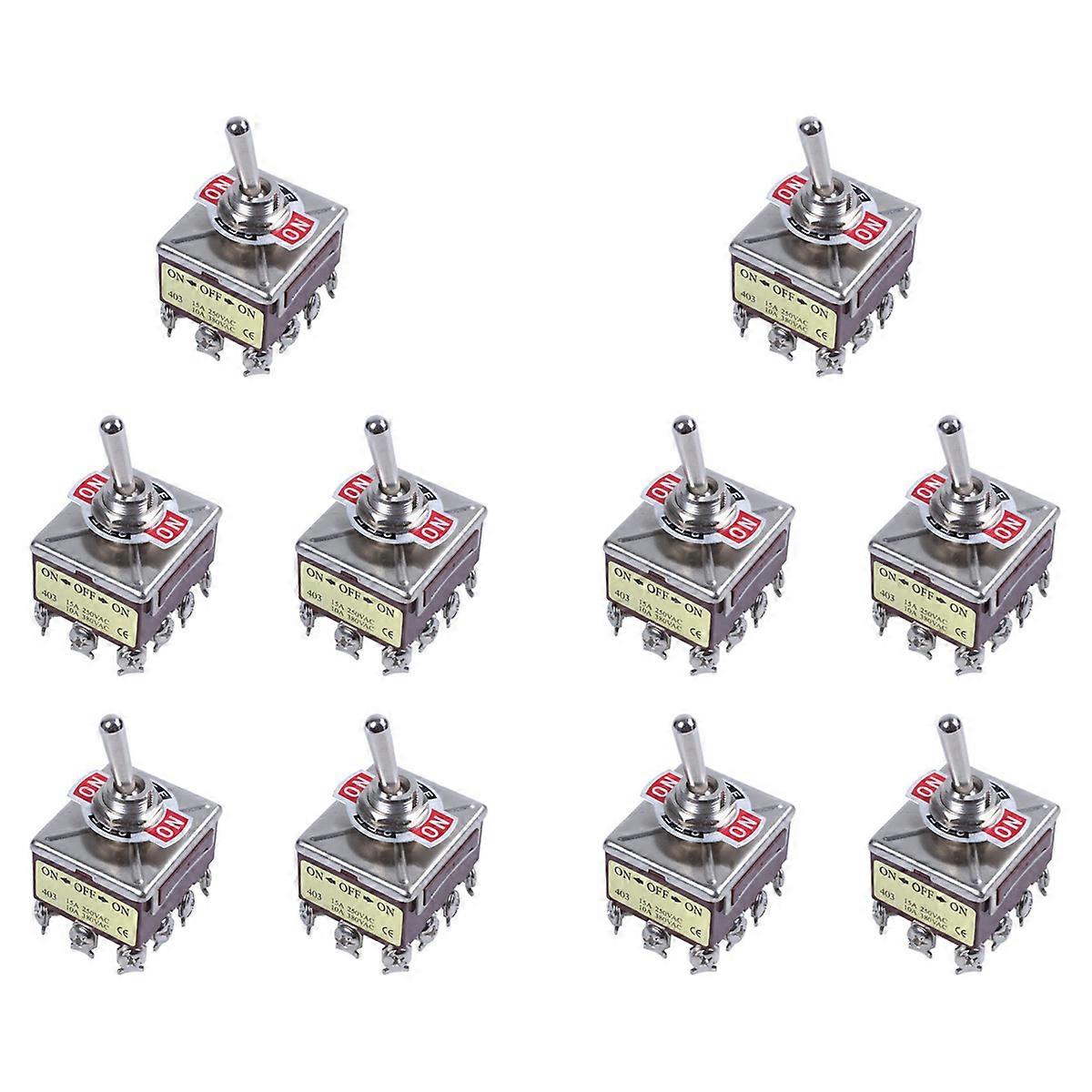 AC 380V 10A ON/OFF/ON 3 Positions 12 Pin Latching Toggle Switch 4PDT