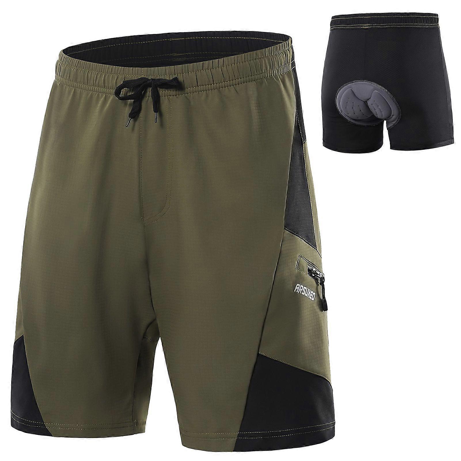 2 In 1 Padded Bike Shorts with Pockets Men Breathable Exercise Shorts for Training Biking CycleYMQX)