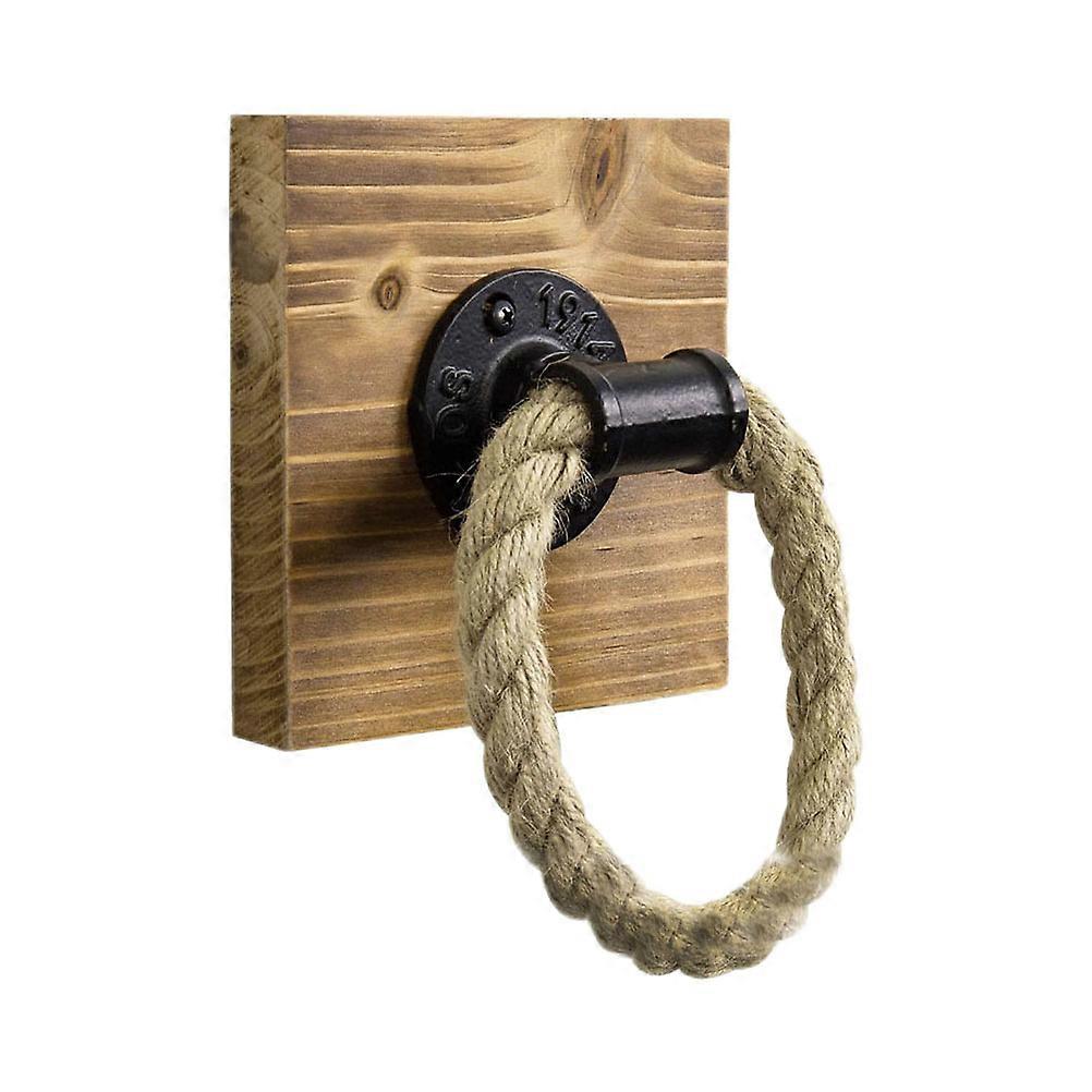 Wooden Wall Mounted Towel Ring with Rope – Space Saving, Durable Bathroom and Kitchen Towel Holder – Rustic Style Bathroom Accessories