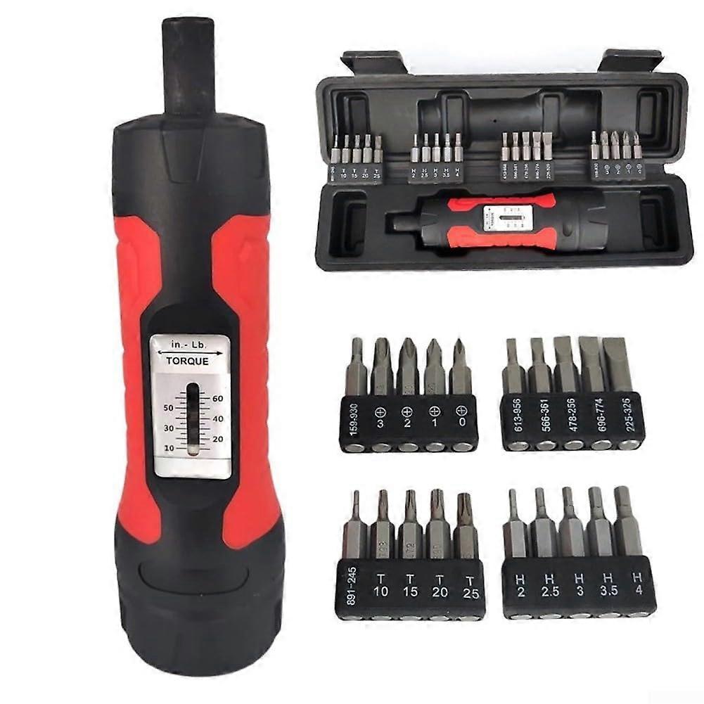 Manual Torque Screwdriver 1/4' Drive with Audible Click for Precise Torque Measurement 10' Carbon Steel NonSlip Handle (Wrench Only)