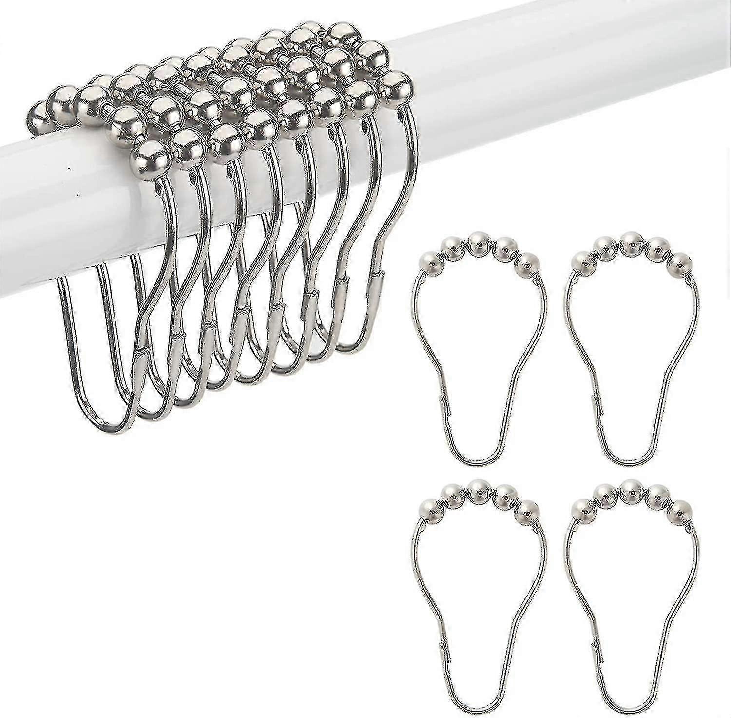 Metal Shower Curtain Hooks Rings Set of 12