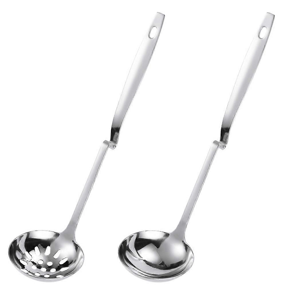 Metal Serving Spoon Cooking Spoons For Serving Hot Pot Soup Strainer Construction 2Pcs