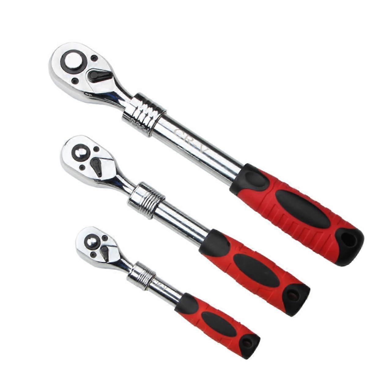 1/2 Inch Swivel Ratchet Flex Wrench Set Telescopic Extendable Wrench Right Angle Ratchet Screwdriver Red Color