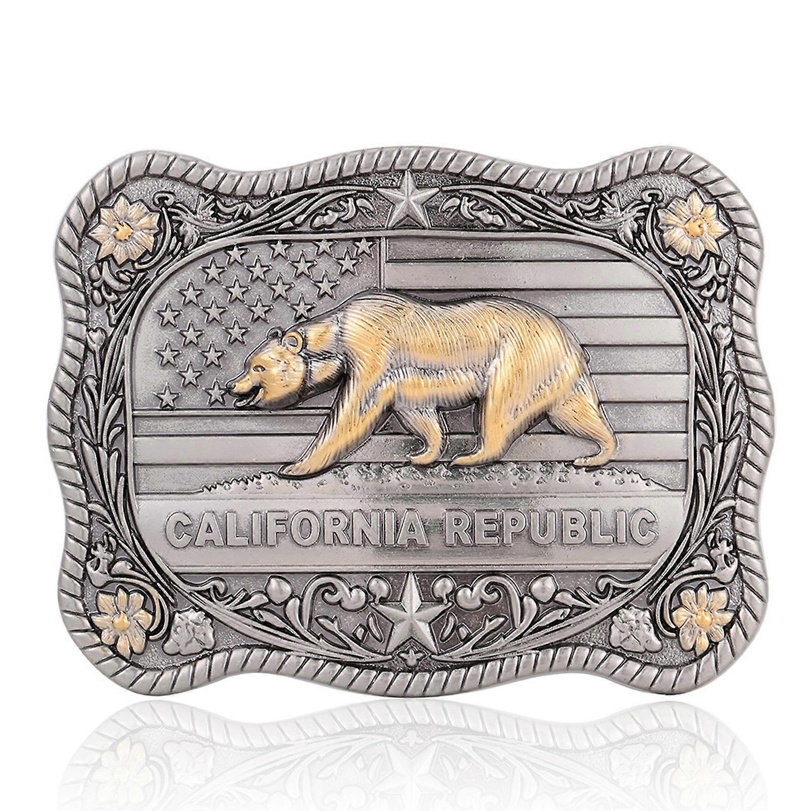 Fashion Bear Pattern Belt Buckle with Carved Design Rectangle Buckle Easy Installation For Men's Belt Casual Daily Use Multicolor